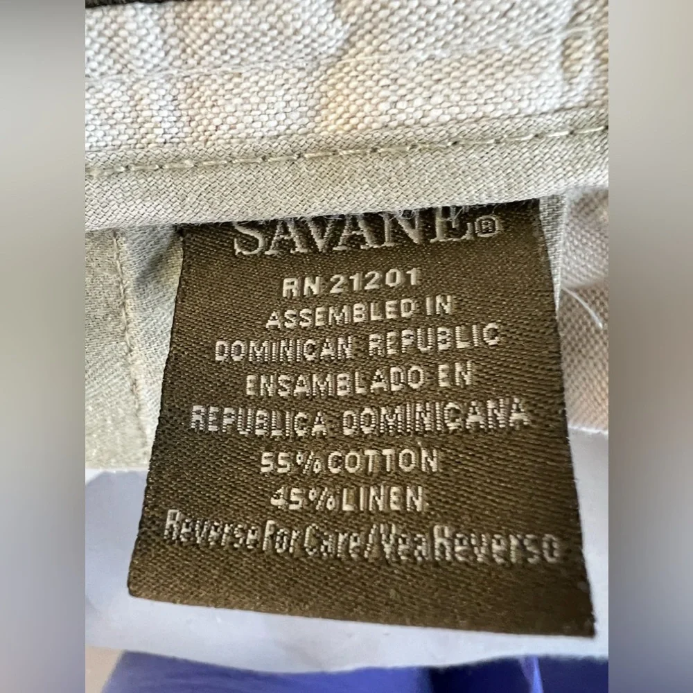 Savane RN 21201 Beige Pleated &‎ Cuffed Men's Cotton Linen Pants W40 30L